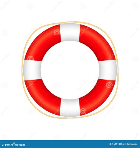 Realistic Style Lifebuoy Isolated On White Background Vector Stock