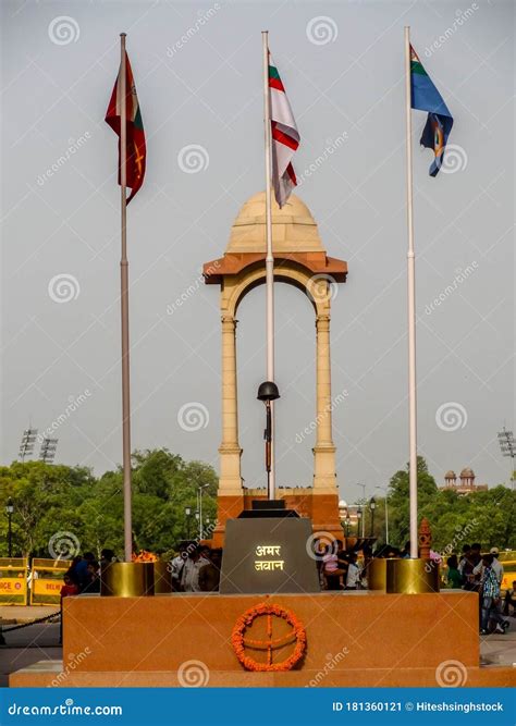 Amar Jawan Jyoti, India Gate, Delhi Editorial Image | CartoonDealer.com ...