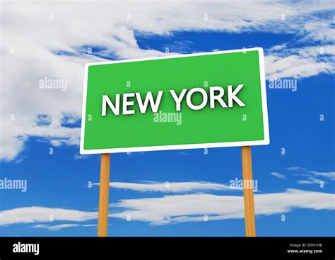 3d New York Sign In Green On Sky Background Stock Photo Alamy