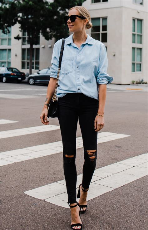 Best Combination Denim Shirt Style Ideas For Ladies 2023