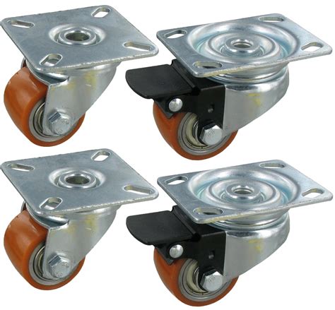 Satz 4x Mini Schwerlast 4x Lenkrolle Bremse PEV SLAR Serie Ø50x33mm