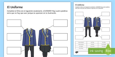 School Uniform Worksheet / Worksheet Spanish (Teacher-Made)