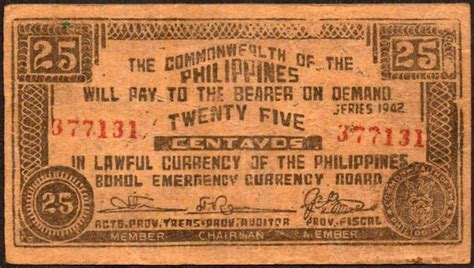 Philippines 25 Centavos Guerilla Bank Note 1942 Collectors Weekly