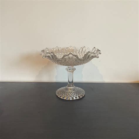 Antique Victorian Glass Pedestal Fruit Bowl Etsy