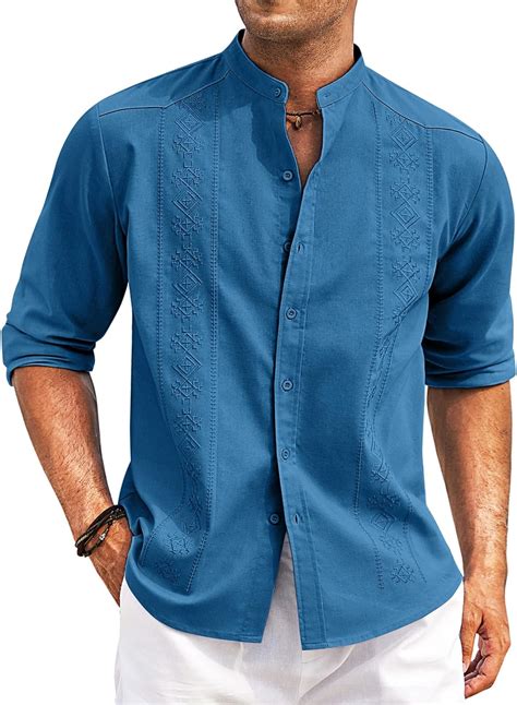 COOFANDY Camisas Casuales De Lino Para Hombre De Manga Larga Para