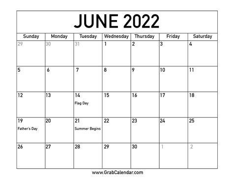 June Calendar Template Free Printable Calendar June