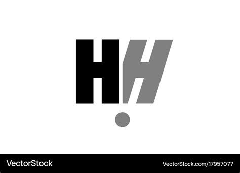 Hh H Black White Grey Alphabet Letter Logo Icon Vector Image