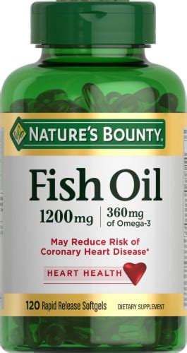 Natures Bounty Fish Oil Omega 3 Supports Heart Health 1200 Mg 120