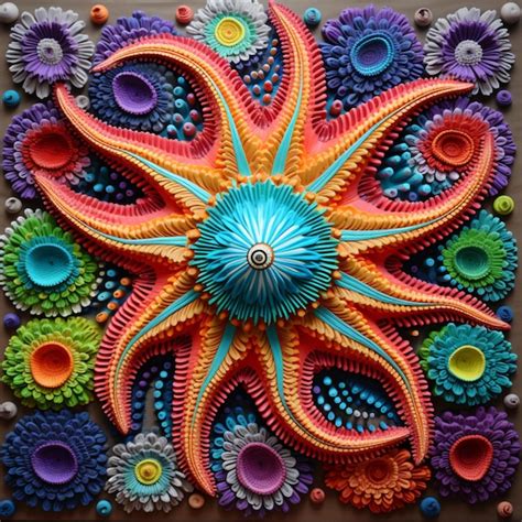 Premium Photo | A starfish of 1000 colors very fine detail