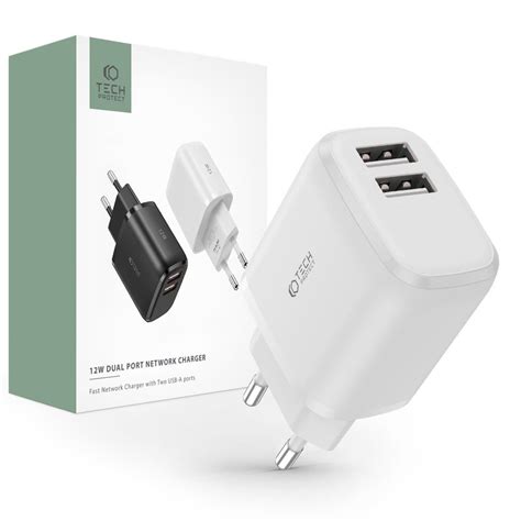 HÁLÓZATI TÖLTŐ TECH PROTECT C12W 2 PORT NETWORK CHARGER 2 4A WHITE