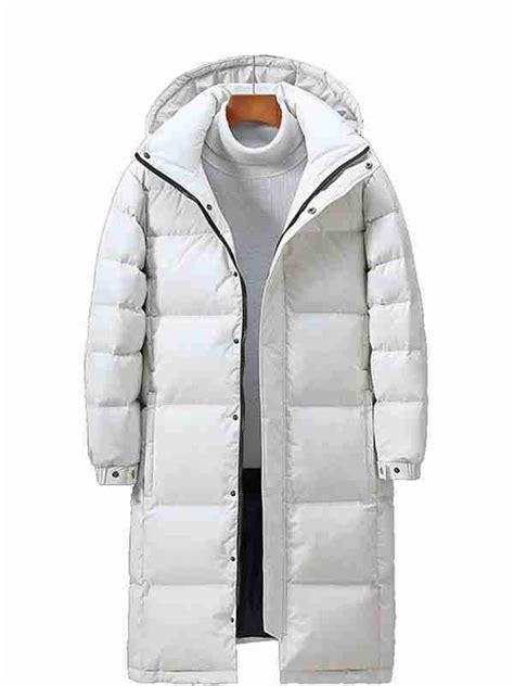 Mens Long Hooded White Puffer Coat The Movie Fashion