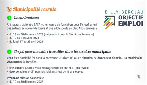 La Municipalit Recrute Ville De Billy Berclau