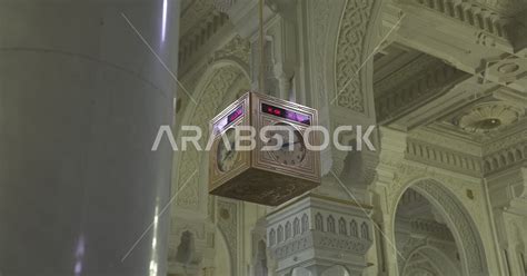 Photography from the inside of the Grand Mosque in Mecca in the Kingdom of Saudi Arabia, worship ...