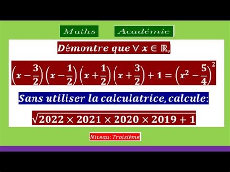 Calcul Dans Ir Alg Bre Concours Identit S Remarquables Racine Carr E