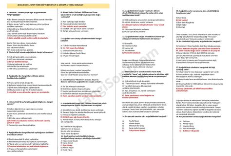 11 Sınıf Türk Dili ve Edebiyatı 1 Dönem 2 Yazılı Soruları 2021 2022