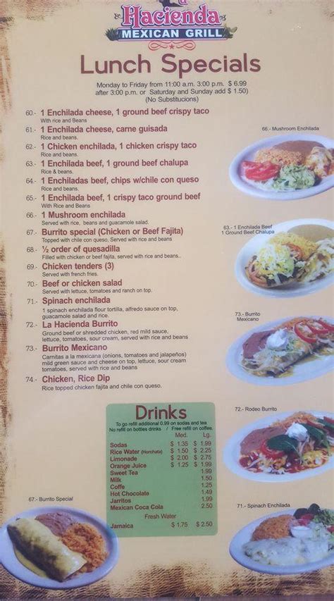 Menu at La Hacienda Mexican Grill restaurant, Gatesville