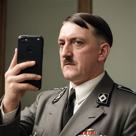 Hitler Taking A Selfie In The Mirror With A Cell Phone