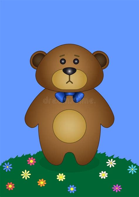 Teddy Bear On A Flower Meadow Stock Vector Illustration Of Good