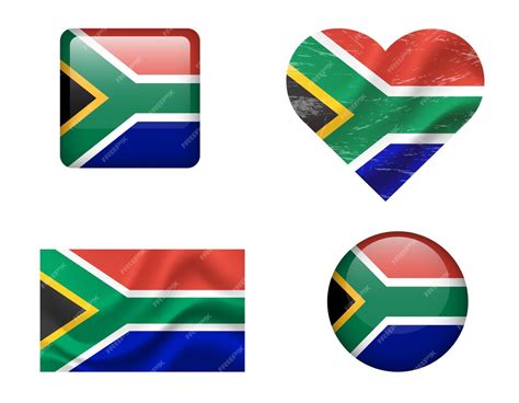 Premium Vector South Africa Flag Set Of Icons Vector Flag Of South