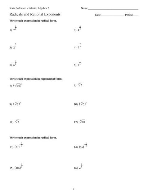 Rational Exponents And Radicals Worksheet Englishworksheet My Id