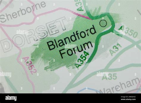 Blanford Forum, United Kingdom atlas map town name - paint Stock Photo ...