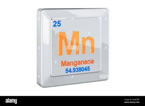 Manganese Mn Chemical Element Sign 3D Rendering Isolated On White