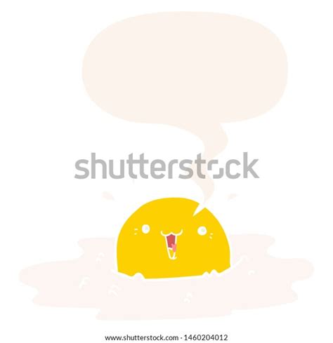 Cute Cartoon Fried Egg Speech Bubble Stock Illustration