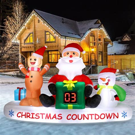 Alupssuc 8 Ft Christmas Inflatable Outdoor Decorations With Led Christmas Countdown Clock