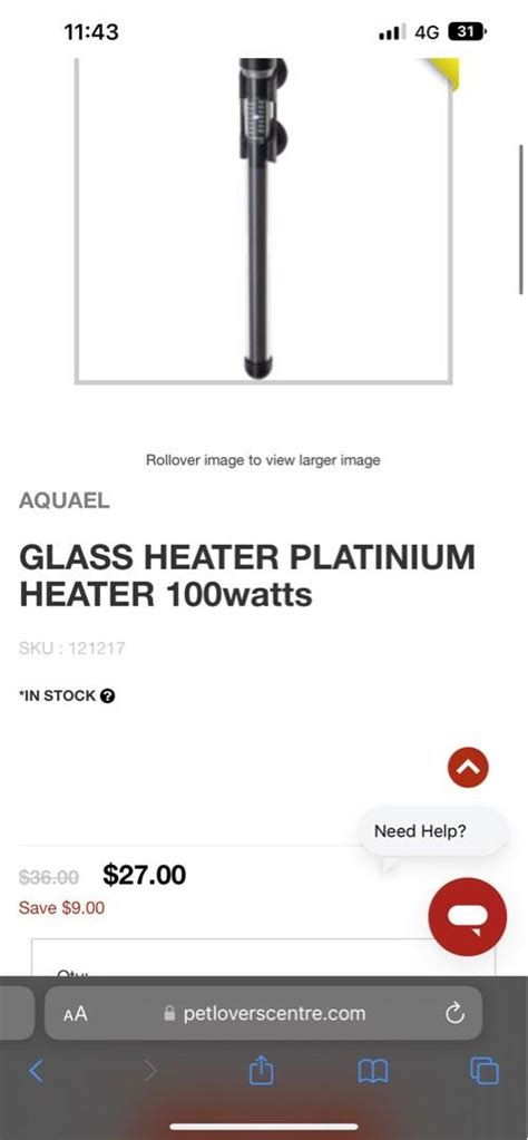 Aquael Platinum Heater W Pet Supplies Homes Other Pet