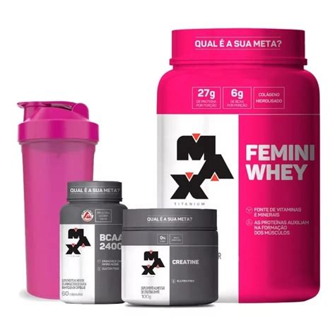 Whey Feminino Femini 900g Max Titanium Coqueteleira Shopee Brasil