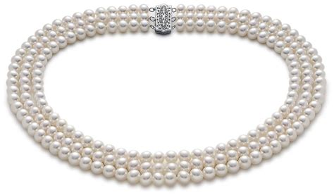 Triple Strand Freshwater Cultured Pearl Strand Necklace In 14k White