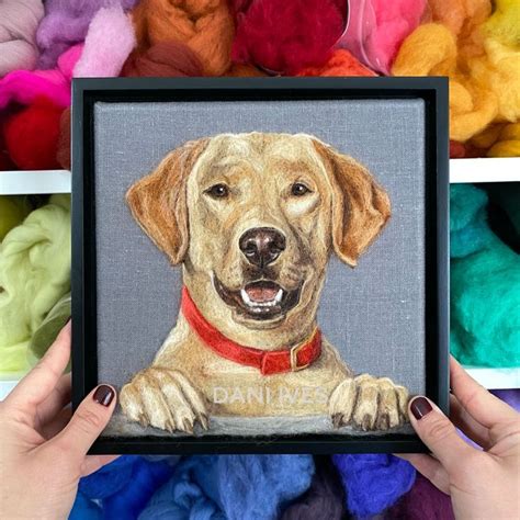 Needle Felted Portrait Or A Yellow Lab With A Red Collar The Portrait