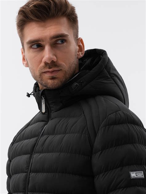 Men's winter quilted jacket - black C606 | Ombre.com - Men's clothing online