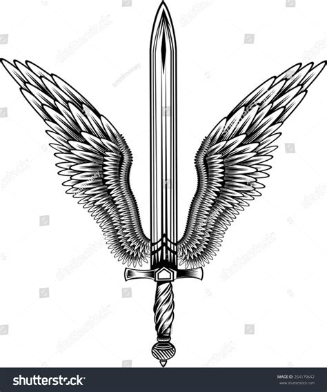 Sword With Wings Stock Vector Illustration 254179642 Shutterstock