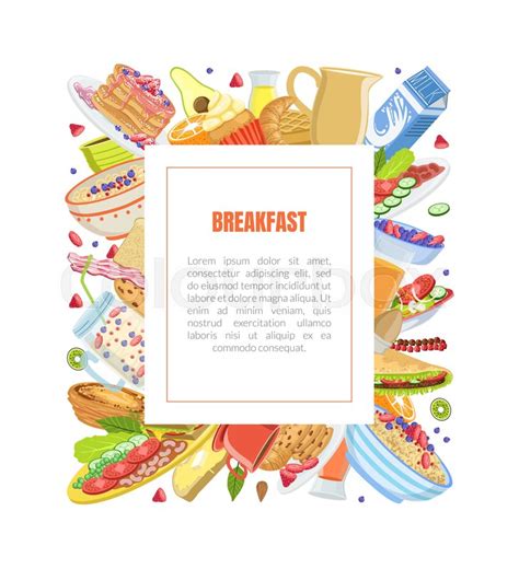 Breakfast Banner Template With Tasty Stock Vector Colourbox