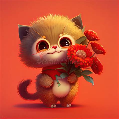 Cartoon Cat Holding Flowers Stock Illustrations 305 Cartoon Cat