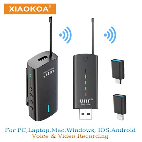 Xiaokoa Usb Wireless Microphone Uhf Wireless Lavalier Lapel Mic For