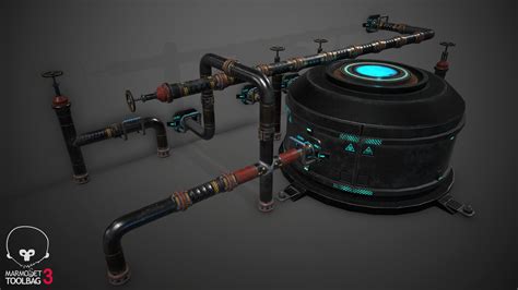 3d Model Futuristic Barrel And Set Of 15 Objects