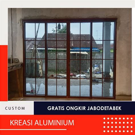 Jual Pintu Aluminium Sliding Geser Minimalis L240xt200 Dua Daun Kiri