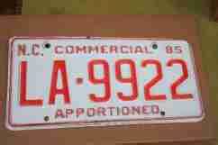 North Carolina Commercial Apportioned License Plate