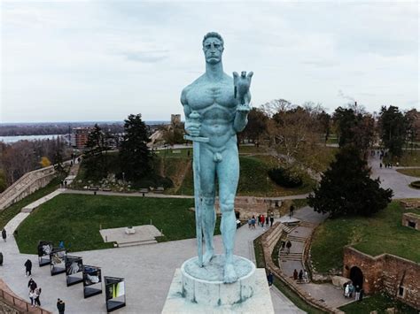 Premium Photo | Kalemegdan fortress in belgrade in the summer the victor pobednik statue drone shot