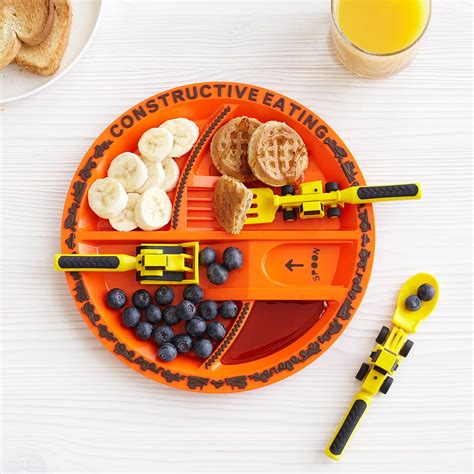 Construction Plate And Utensils Constructive Plate Kids Eating