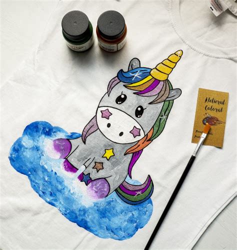 Tricou Pictat Manual Unicornul Vesel Atelierul Colorat