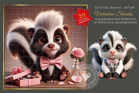 Valentine Skunk Digital Download Prints 20 Adorable Designs For All