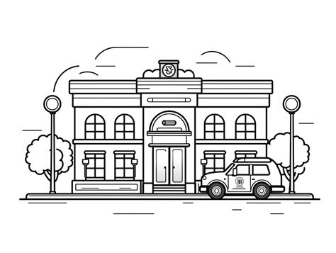 Police Station Coloring Activity Coloring Page