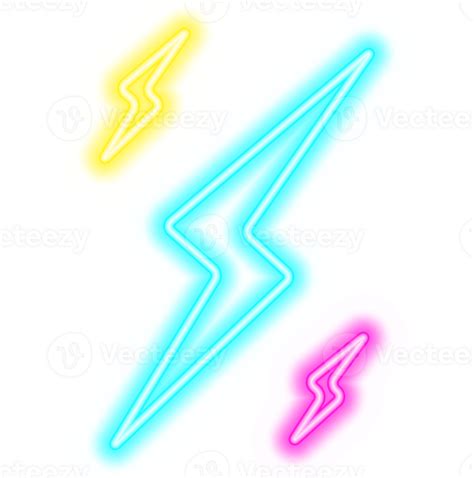 Transparent Lightning Bolt Flash Neon Icon In Different Colors High