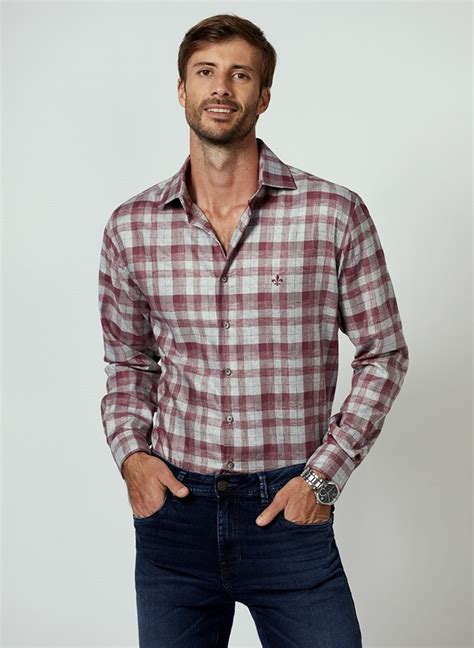 Camisa Comfort Xadrez Melange Dudalina Masculina Camisa