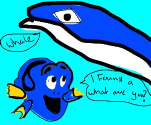 Blue whale meets Dori (from Finding Nemo) - Drawception