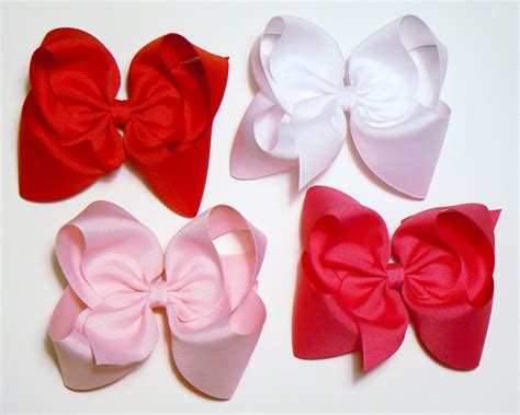 Girls Large Hair Bows Set 5 Inch Hair Bows Childrens Kids Big