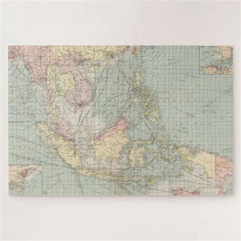 Vintage Map Of Indonesia And The Philippine Ports Jigsaw Puzzle Zazzle